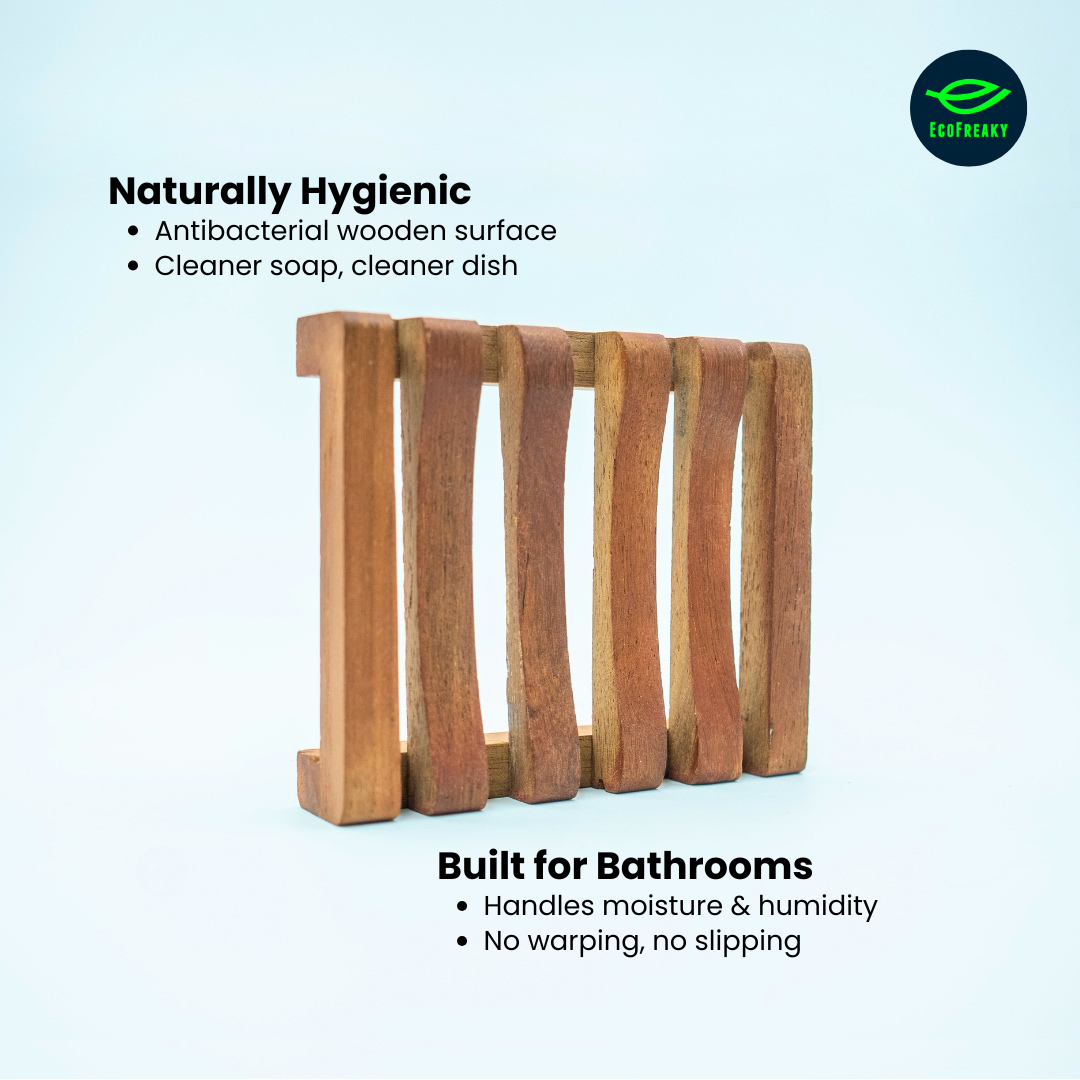 EcoFreaky Self-Draining Wooden Soap Dish – Sustainable, Minimalist, and Luxurious Bathroom Essential - EcoFreaky