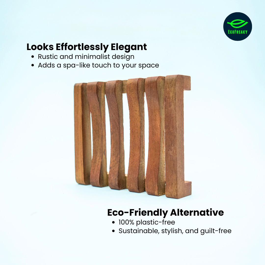 EcoFreaky Self-Draining Wooden Soap Dish – Sustainable, Minimalist, and Luxurious Bathroom Essential - EcoFreaky