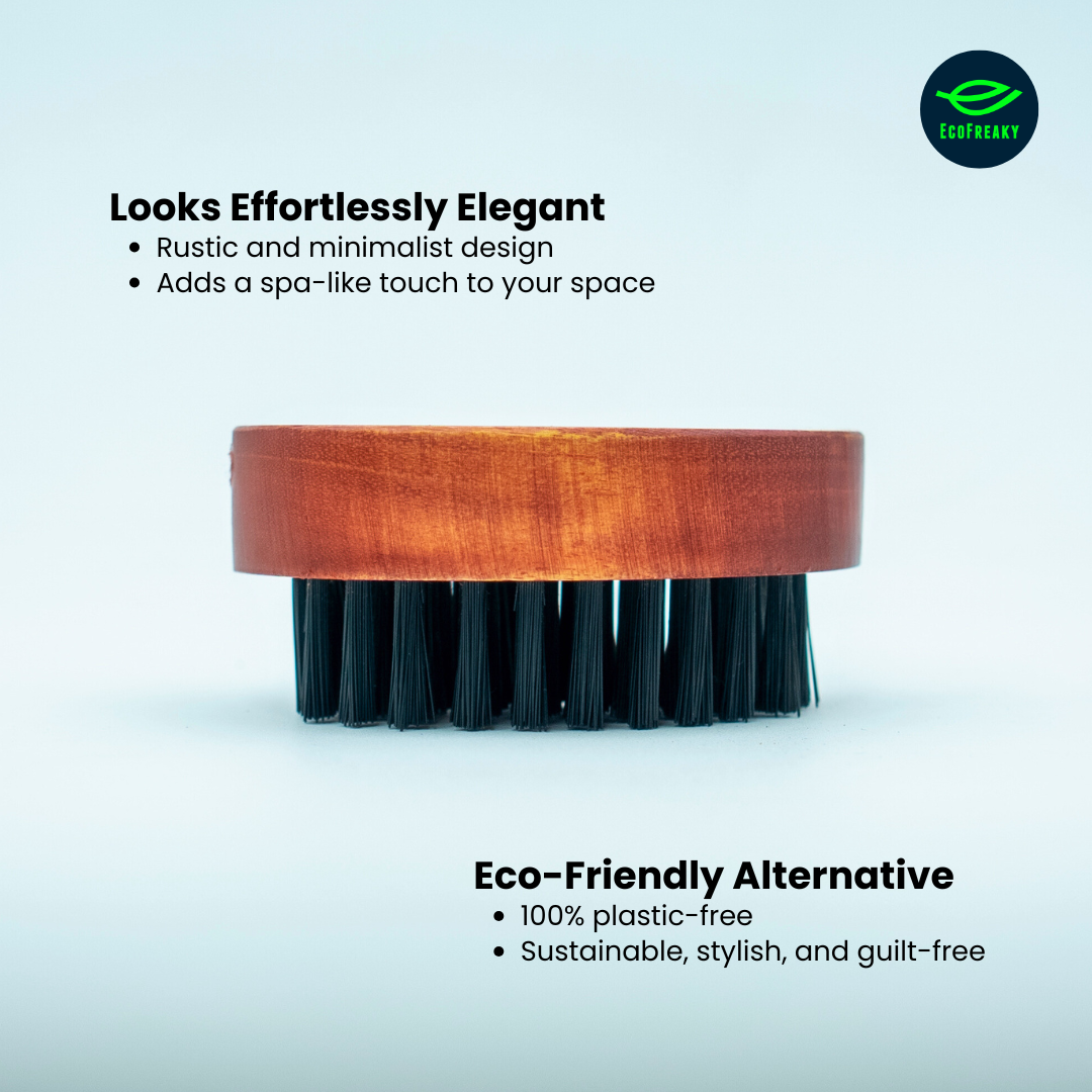 EcoFreaky Beard Brush for Men – Natural Bristle & Wooden Pocket Grooming Brush | For All Beard Types & Beard Oil Use - EcoFreaky