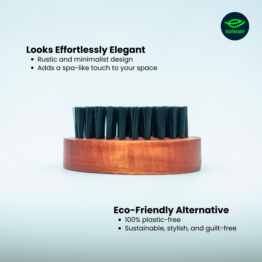 EcoFreaky Beard Brush for Men – Natural Bristle & Wooden Pocket Grooming Brush | For All Beard Types & Beard Oil Use - EcoFreaky