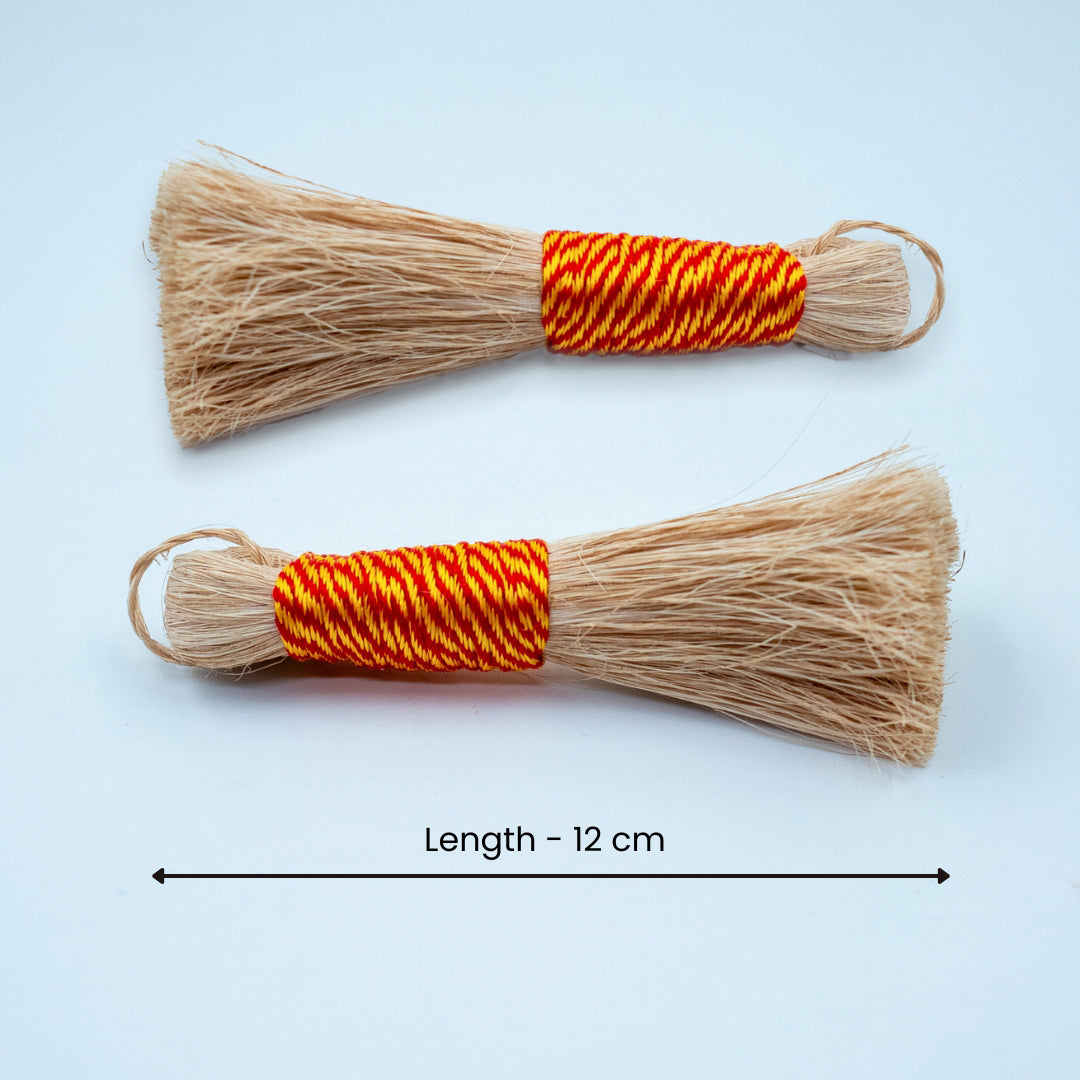 EcoFreaky Small Banana Fibre Pooja Broom 12cm – Pack of 2 | Eco-Friendly Temple Cleaning Brush for Puja Room, Mandir & Deity Clothes