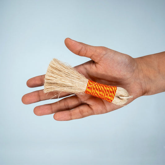 EcoFreaky Small Banana Fibre Pooja Broom 12cm – Pack of 2 | Eco-Friendly Temple Cleaning Brush for Puja Room, Mandir & Deity Clothes