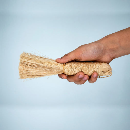 Eco Freaky Pooja Broom – Pack of 2 | Eco-Friendly Banana Stem Fiber Broom for Mandir, Puja Room & Deity Cleaning Available & 22 cm