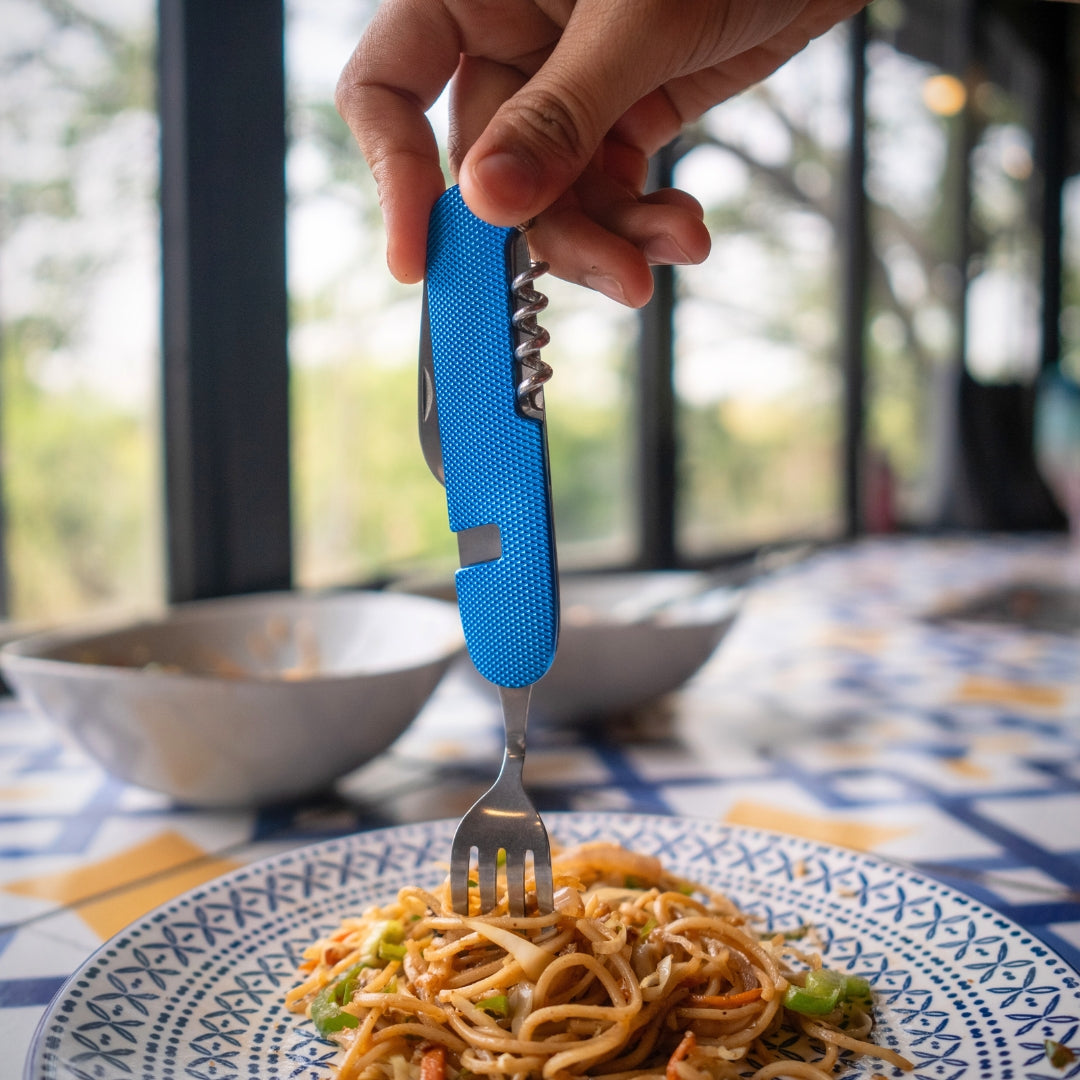 EcoFreaky 6-in-1 Foldable Spoon, Fork & Knife Set – Eco-Friendly Travel Utensils for Camping, Hiking & Everyday Adventures