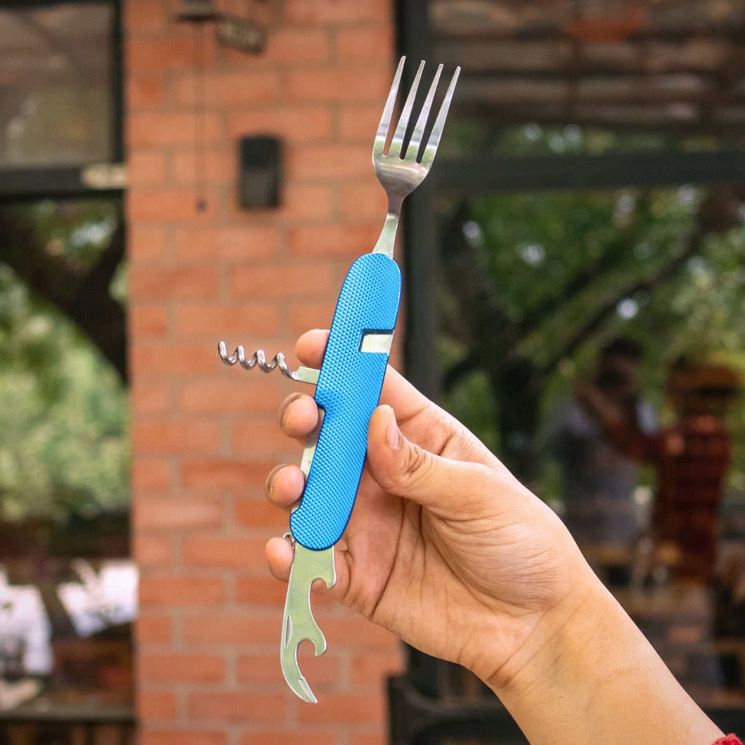 EcoFreaky 6-in-1 Foldable Spoon, Fork & Knife Set – Eco-Friendly Travel Utensils for Camping, Hiking & Everyday Adventures