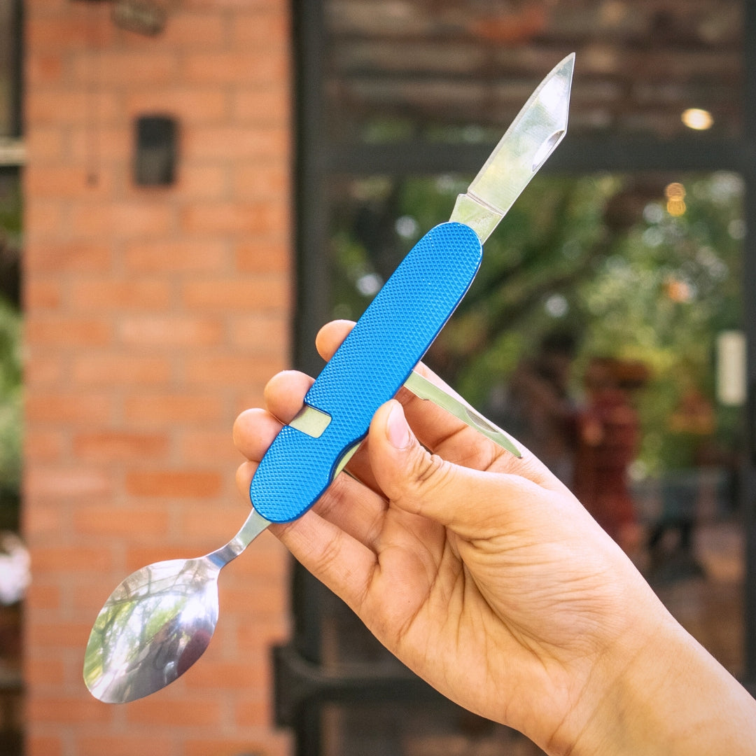 EcoFreaky 6-in-1 Foldable Spoon, Fork & Knife Set – Eco-Friendly Travel Utensils for Camping, Hiking & Everyday Adventures