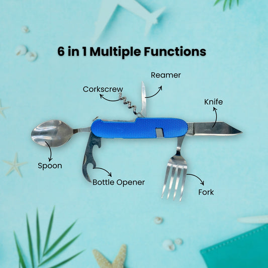 EcoFreaky 6-in-1 Foldable Spoon, Fork & Knife Set – Eco-Friendly Travel Utensils for Camping, Hiking & Everyday Adventures