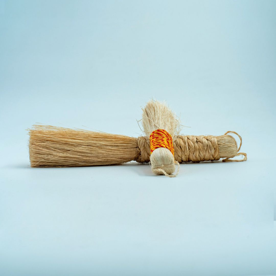 EcoFreaky Dual-Size Broom Combo – 12cm & 22cm | Handmade Banana Fibre Brushes for Temple & Puja Room Cleaning