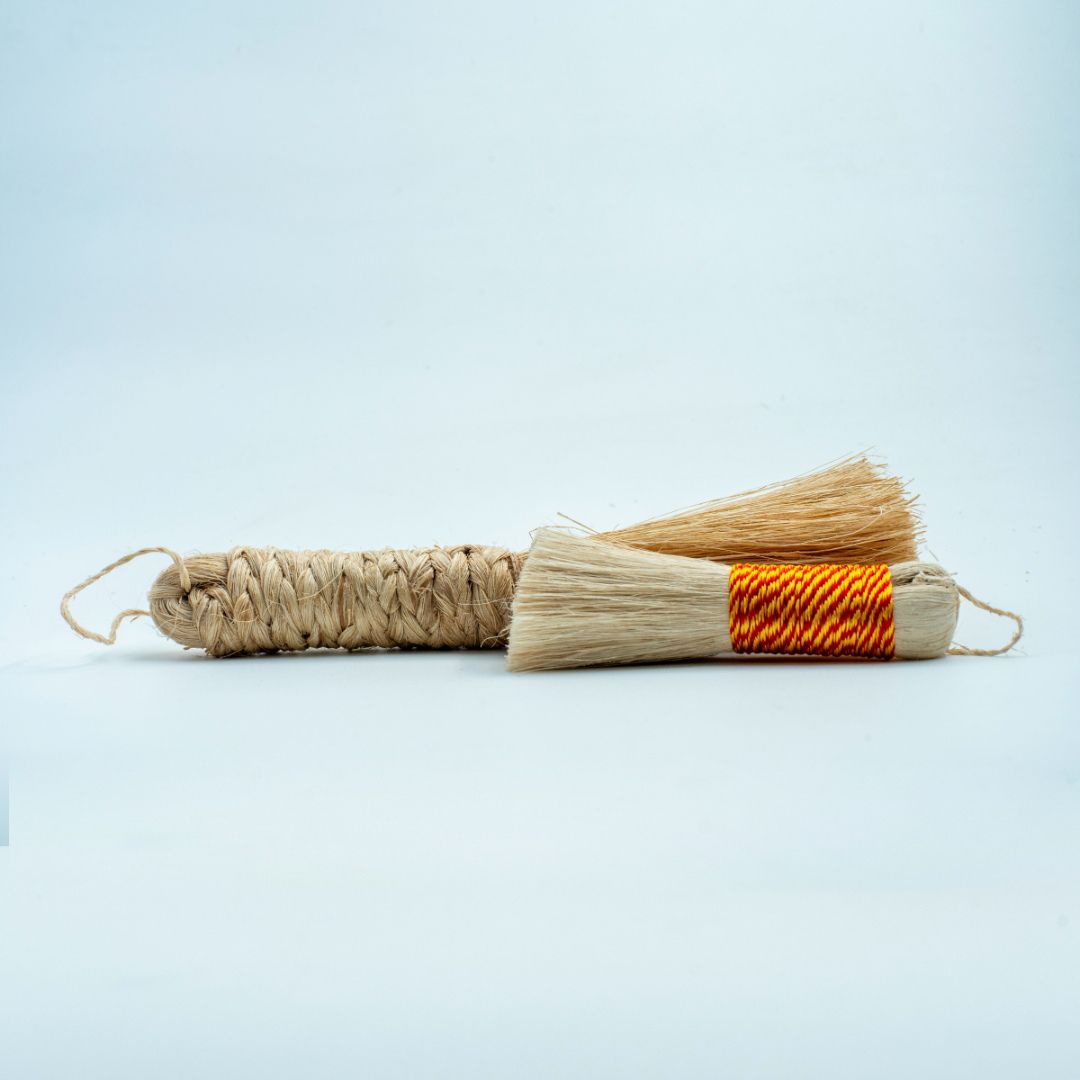 EcoFreaky Dual-Size Broom Combo – 12cm & 22cm | Handmade Banana Fibre Brushes for Temple & Puja Room Cleaning