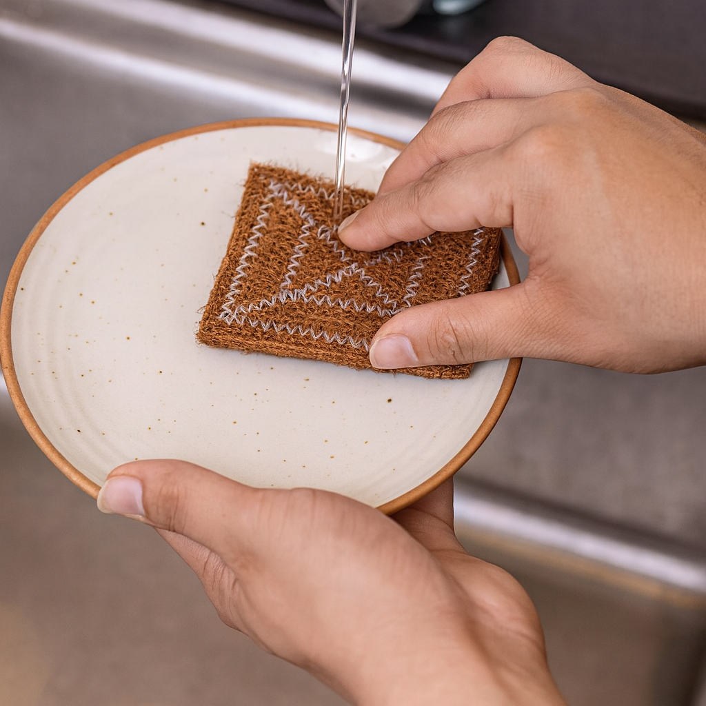 Coconut Coir Scrub Pads for Dishwashing – Eco-Friendly, 100% Natural Kitchen Scrubber (Available in Pack of 6 or Pack of 10)