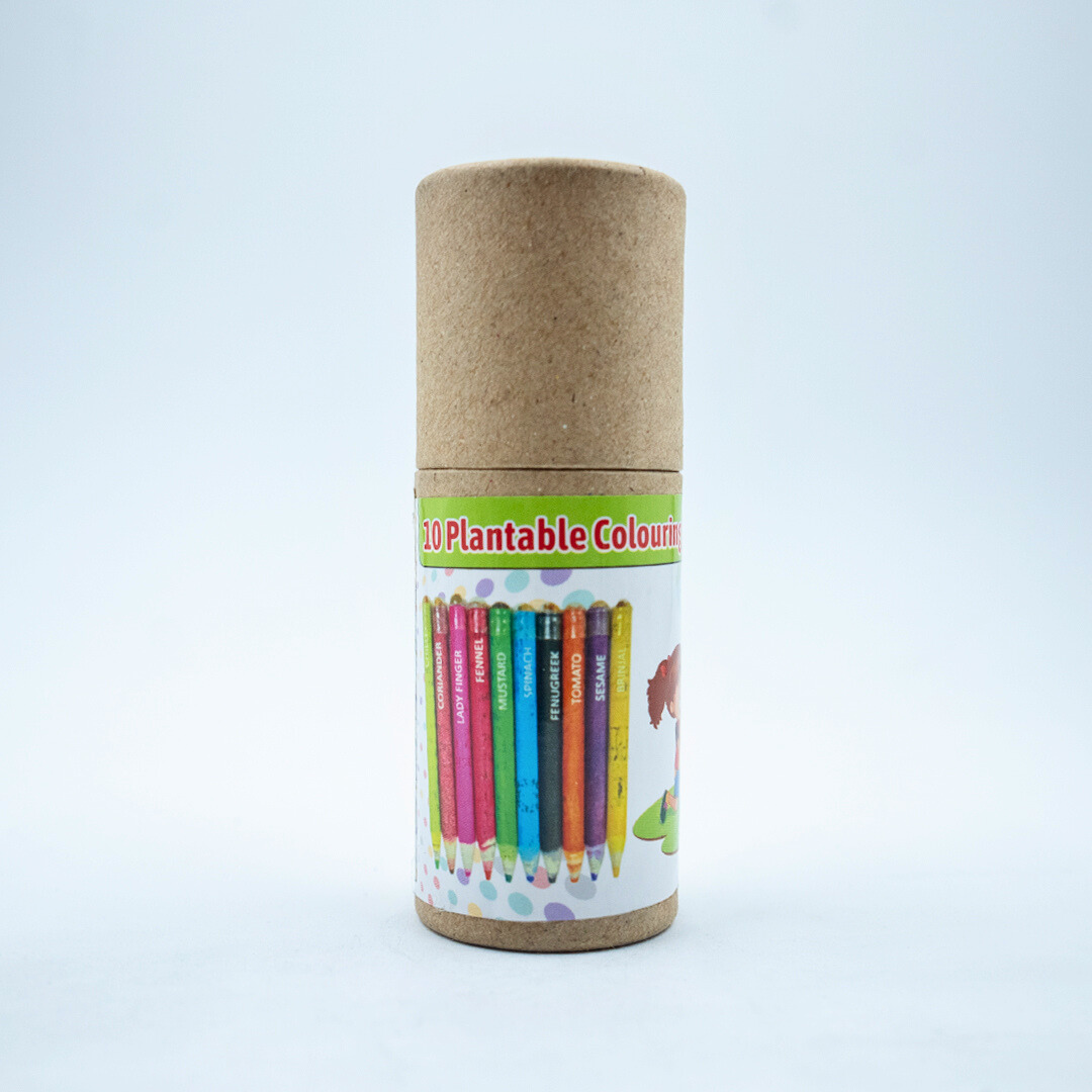 EcoFreaky Plantable Colouring Pencils | 10 Colours | Seed Pencils Tube