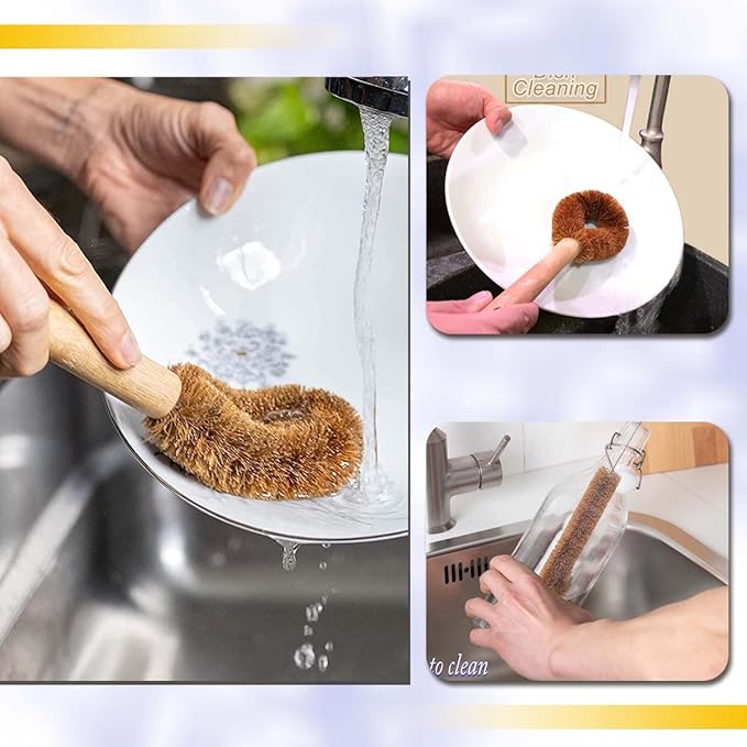 Coconut Fiber Dish Wash Brush – Natural, Non-Scratch Scrubber for Utensils
