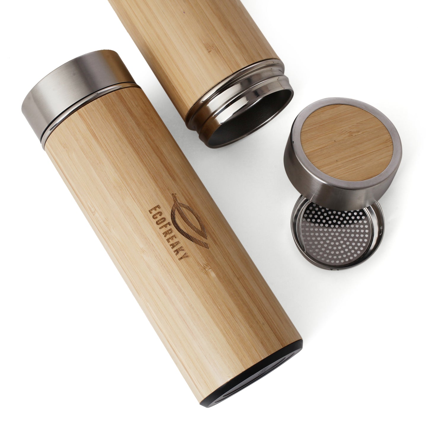 Bamboo Water bottle | With Insulated Stainless Steel Case and Tea Filter - EcoFreaky