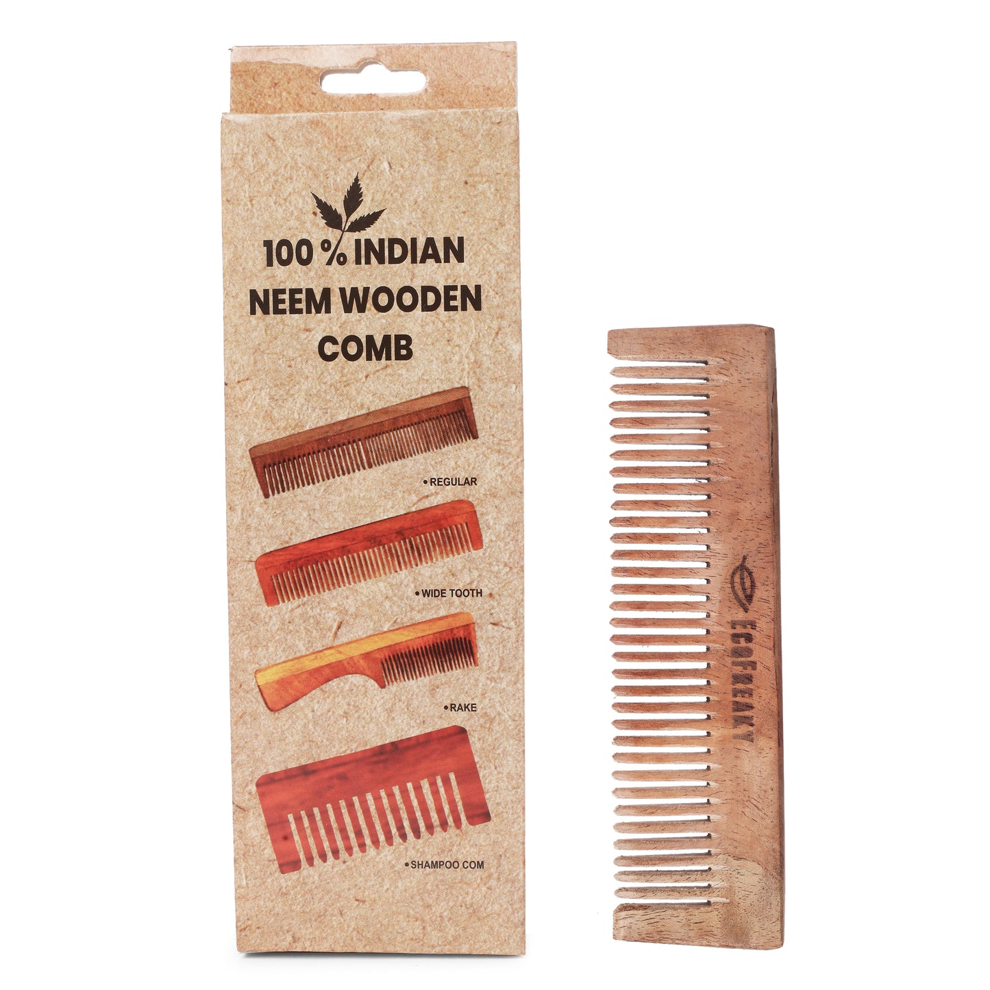 Pure Neem Wood Pocket Comb | Antibacterial Wooden Comb - EcoFreaky