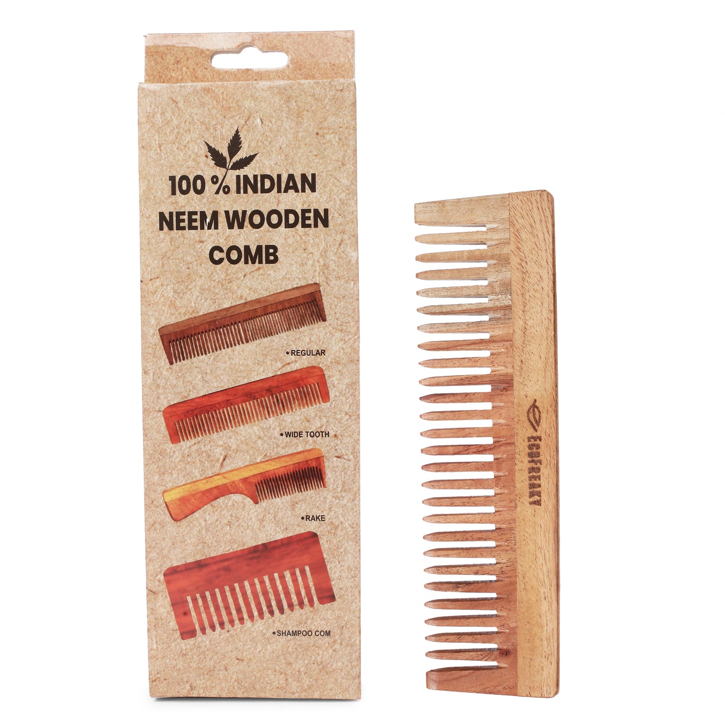 Pure Neem Wood Widetooth Comb | Antibacterial Wooden Comb - EcoFreaky