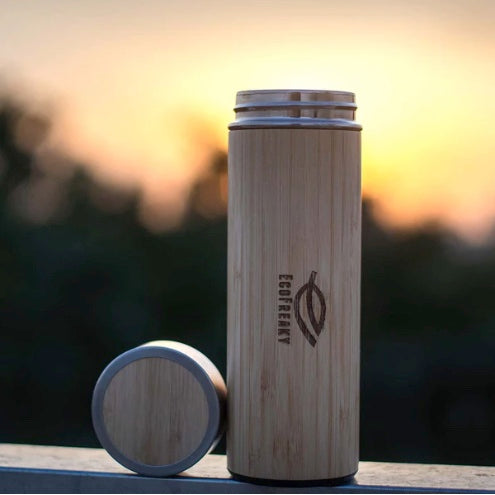 Eco-Friendly Bamboo Bottle & Stainless Steel Foldable Cutlery Combo | Reusable Travel Set