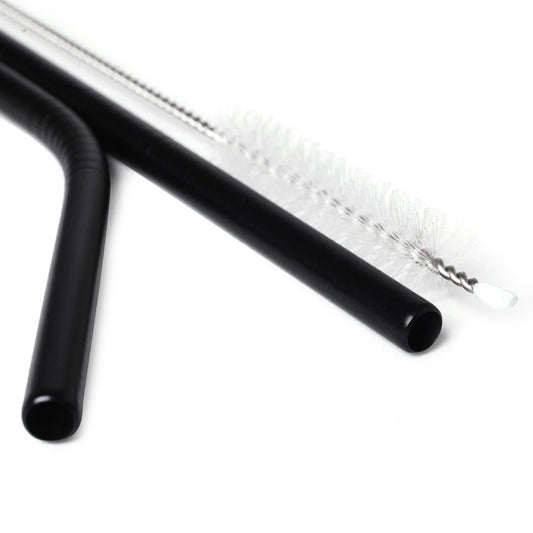 EcoFreaky Black Stainless Steel Straws with Cleaning Brush - EcoFreaky
