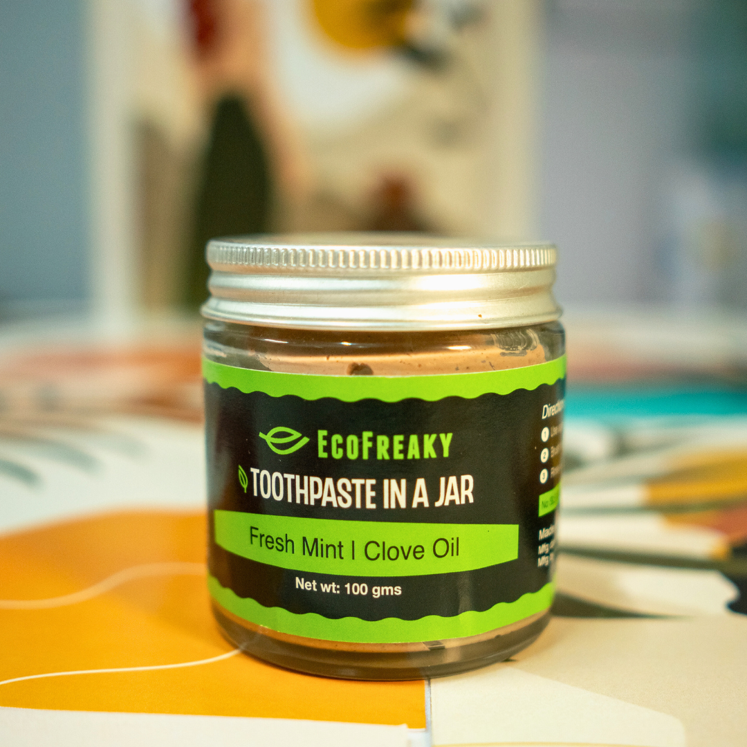 EcoFreaky Toothpaste in a Jar - Fresh Mint & Clove Oil, 100g - EcoFreaky