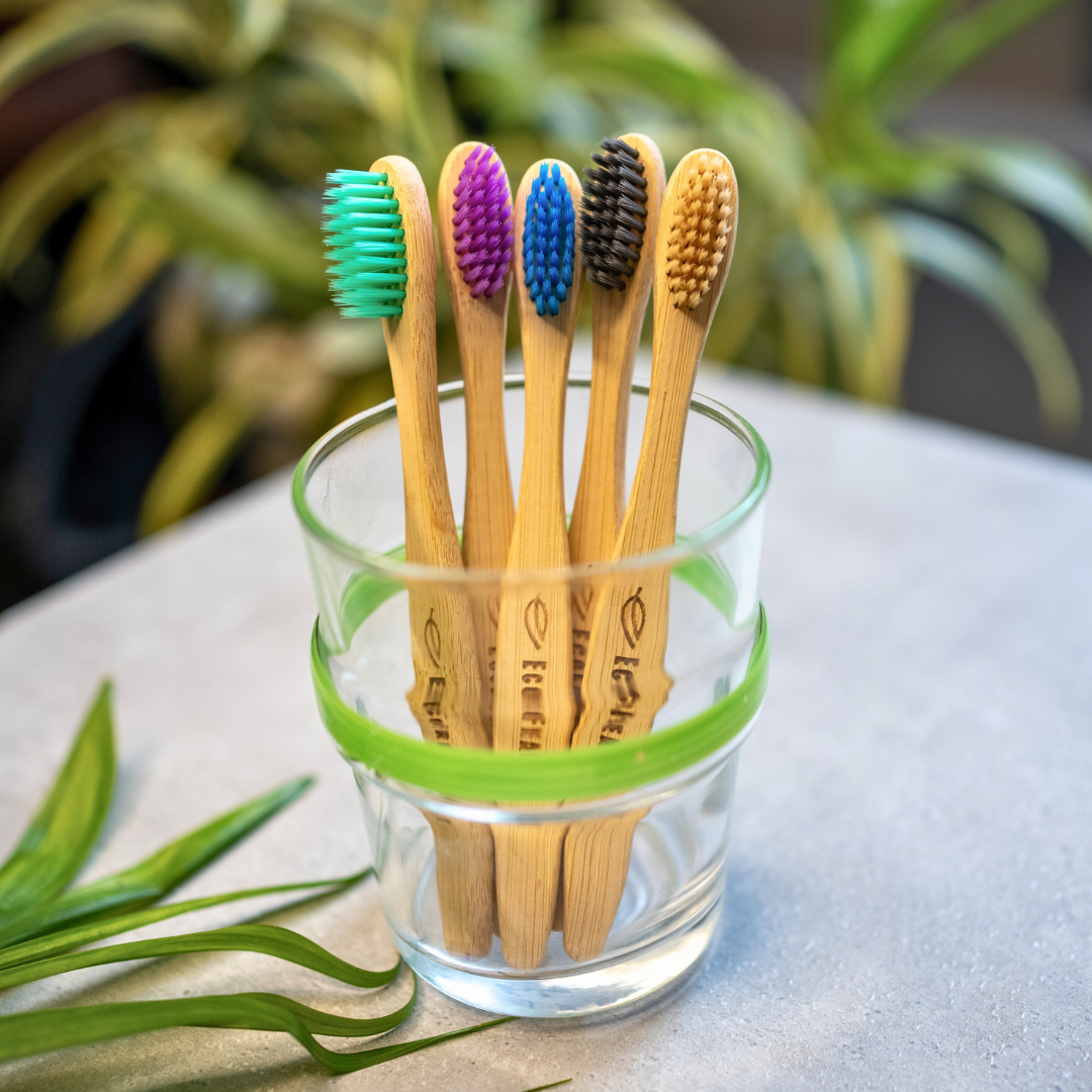 Set of 5 Eco-Friendly Kids Bamboo Toothbrushes - Soft Bristles - EcoFreaky