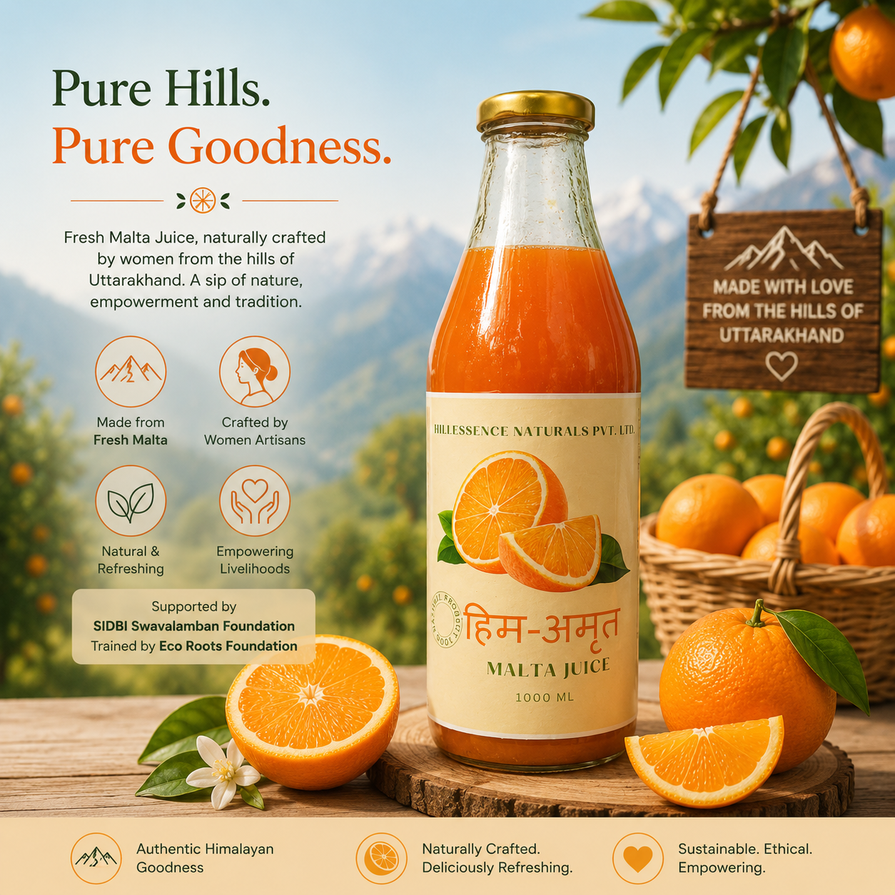 Fresh Malta Juice from Uttarakhand | Natural Citrus Beverage 1000ml