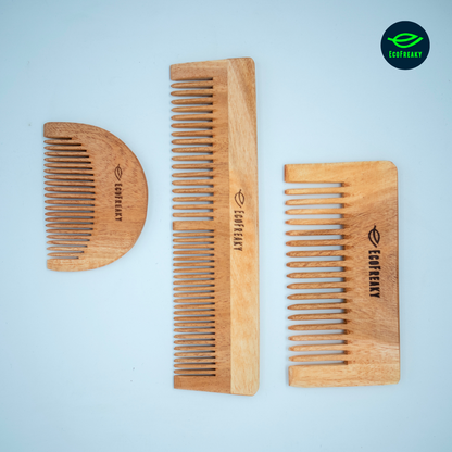 EcoFreaky Natural Neem Comb Set – Anti-Frizz, Scalp Boosting - EcoFreaky