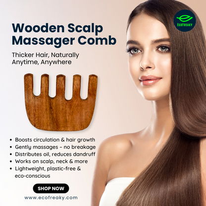 EcoFreaky Wooden Scalp Massager Comb for Hair Growth - EcoFreaky