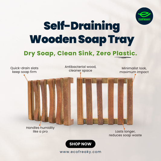 EcoFreaky Self-Draining Wooden Soap Dish – Sustainable, Minimalist, and Luxurious Bathroom Essential - EcoFreaky