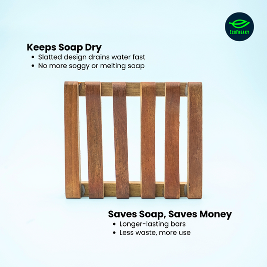 EcoFreaky Self-Draining Wooden Soap Dish – Sustainable, Minimalist, and Luxurious Bathroom Essential - EcoFreaky