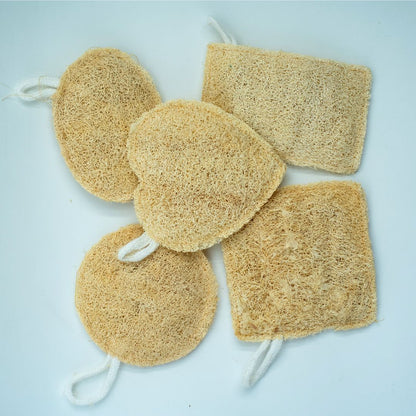 EcoFreaky Natural Loofah Scrubber – 100% Plant-Based Bath Sponge | Exfoliating Body Loofah in 5 Shapes (Heart, Round, Oval, Square, Rectangle)