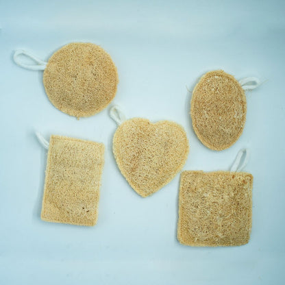 EcoFreaky Natural Loofah Scrubber – 100% Plant-Based Bath Sponge | Exfoliating Body Loofah in 5 Shapes (Heart, Round, Oval, Square, Rectangle)