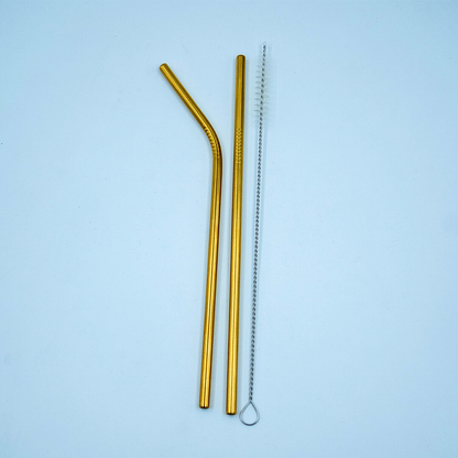 Stainless Steel Straws with Cleaning Brush | Reusable Straw