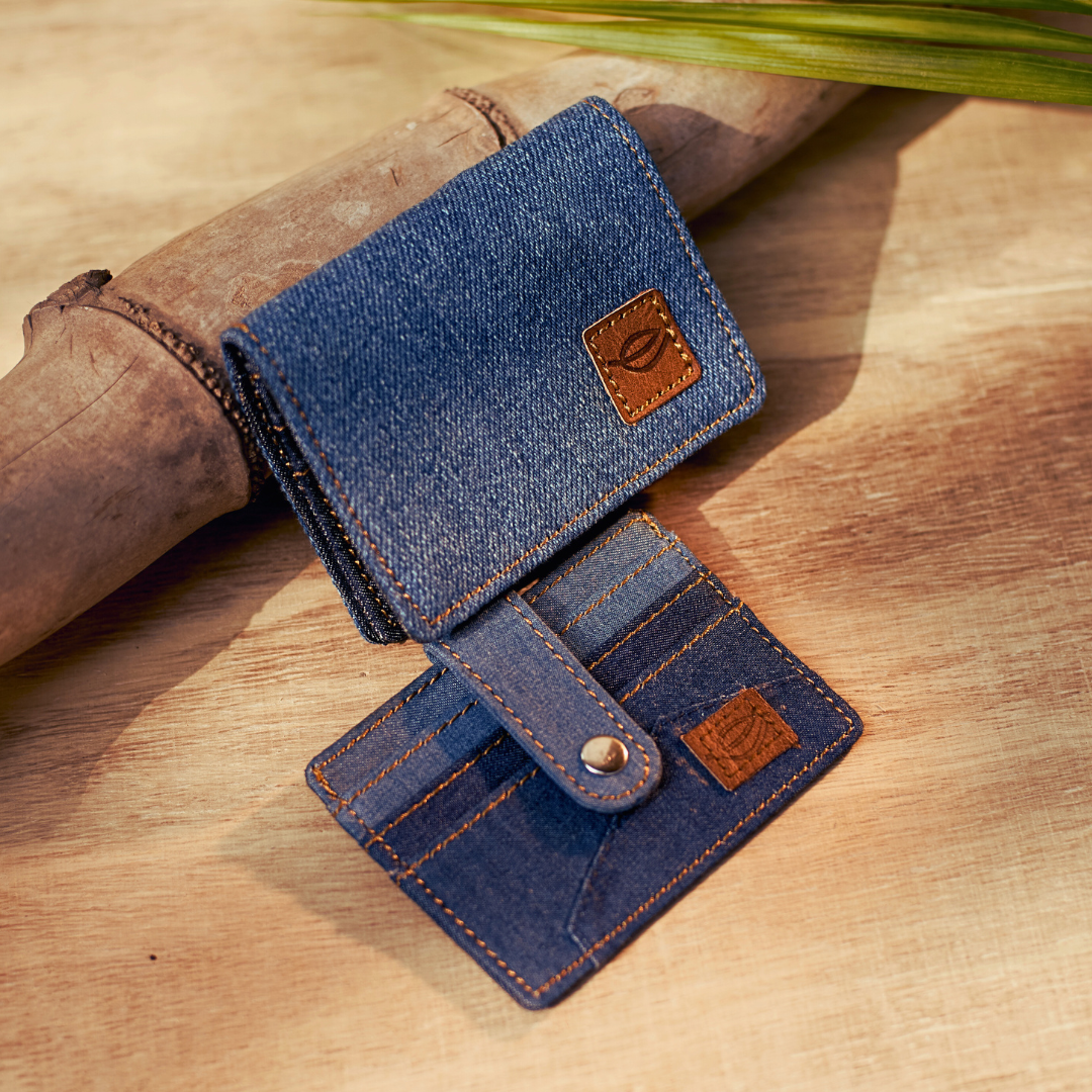 EcoFreaky Minimalist Vegan Denim Wallet | Unisex | FREE CARD HOLDER