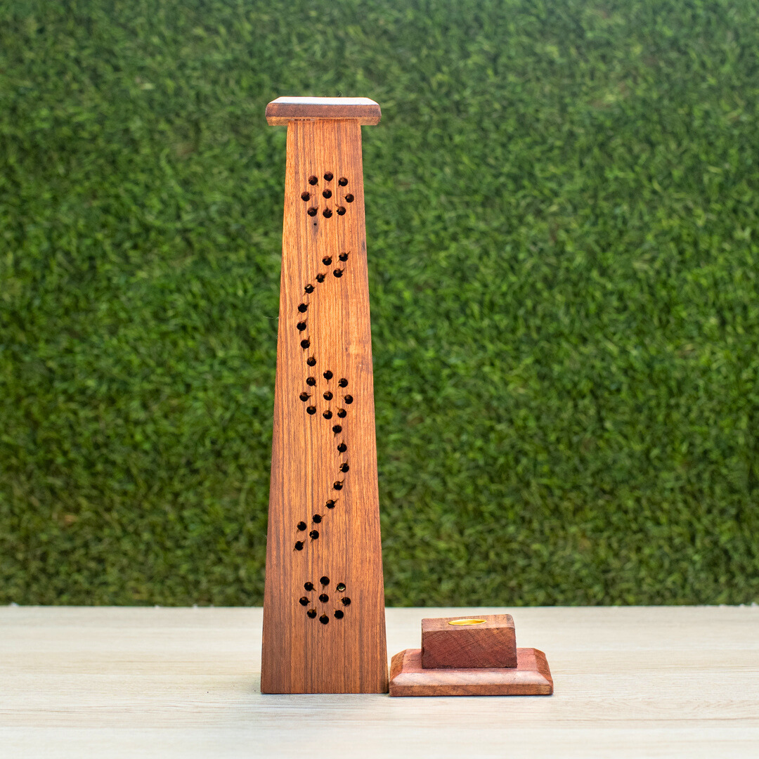 Handcrafted Wooden Tower Incense Holder – Elegant & Functional Aromatherapy Burner - EcoFreaky