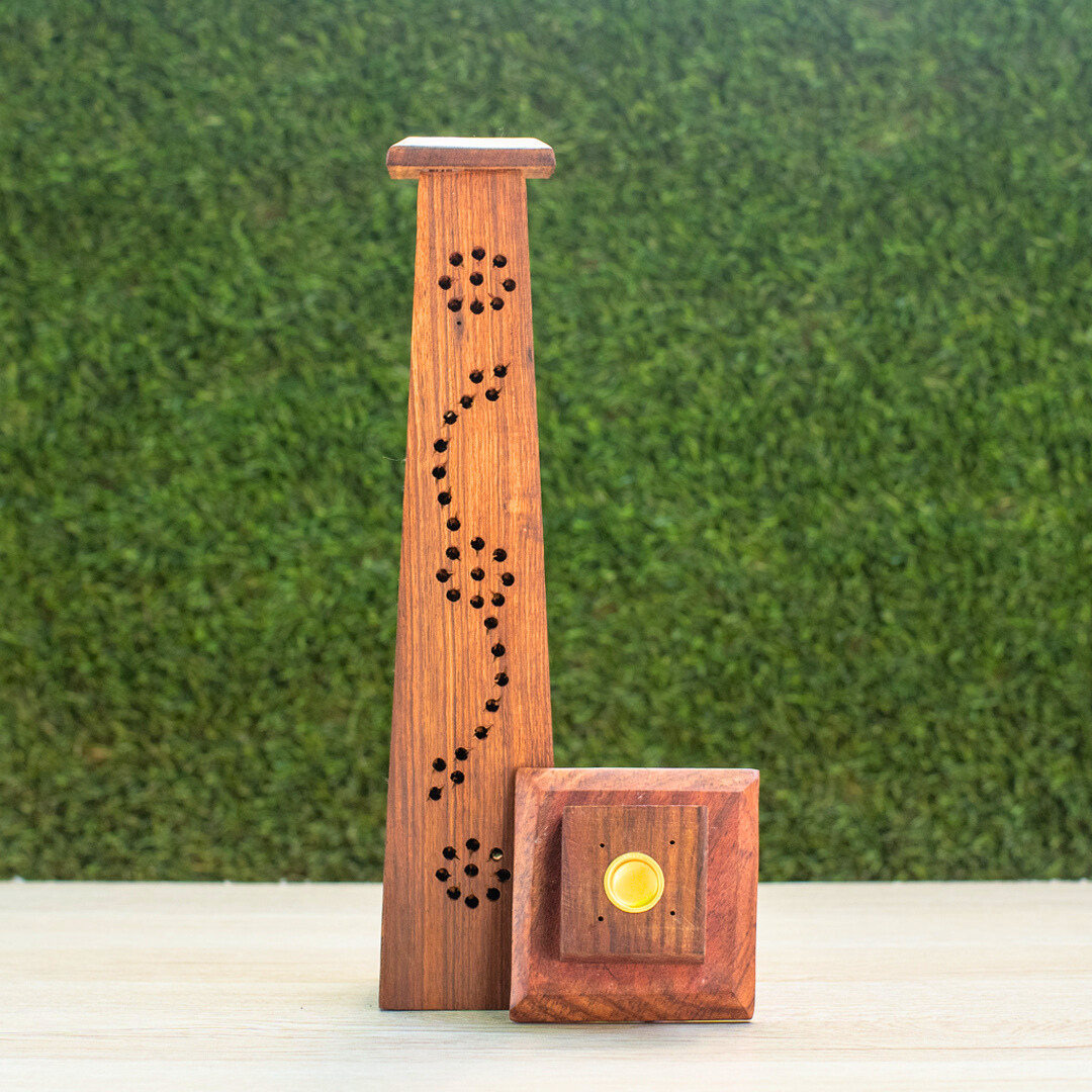 Handcrafted Wooden Tower Incense Holder – Elegant & Functional Aromatherapy Burner - EcoFreaky