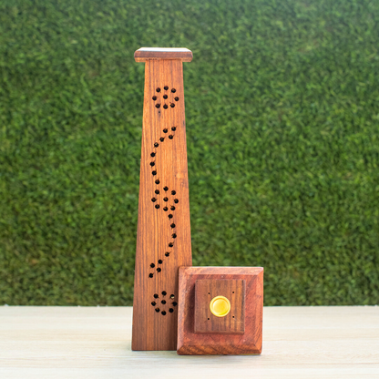 Handcrafted Wooden Tower Incense Holder – Elegant & Functional Aromatherapy Burner - EcoFreaky