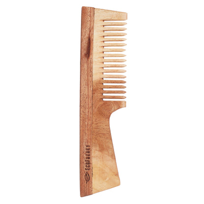 Pure Neem Wood Comb With Handle | Antibacterial Wooden Comb - EcoFreaky