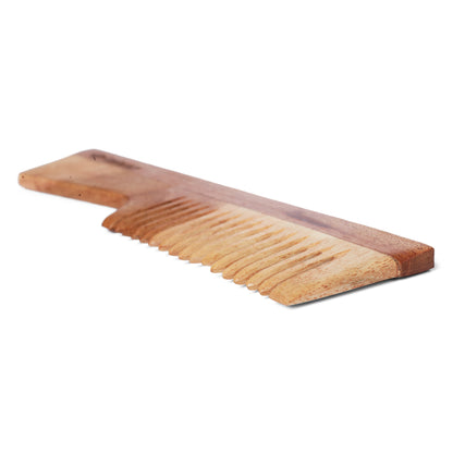 Pure Neem Wood Comb With Handle | Antibacterial Wooden Comb - EcoFreaky