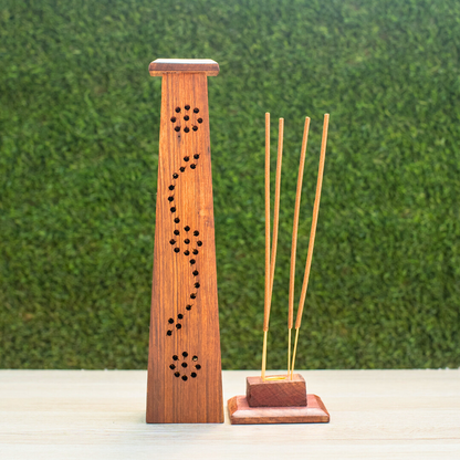Handcrafted Wooden Tower Incense Holder – Elegant & Functional Aromatherapy Burner - EcoFreaky