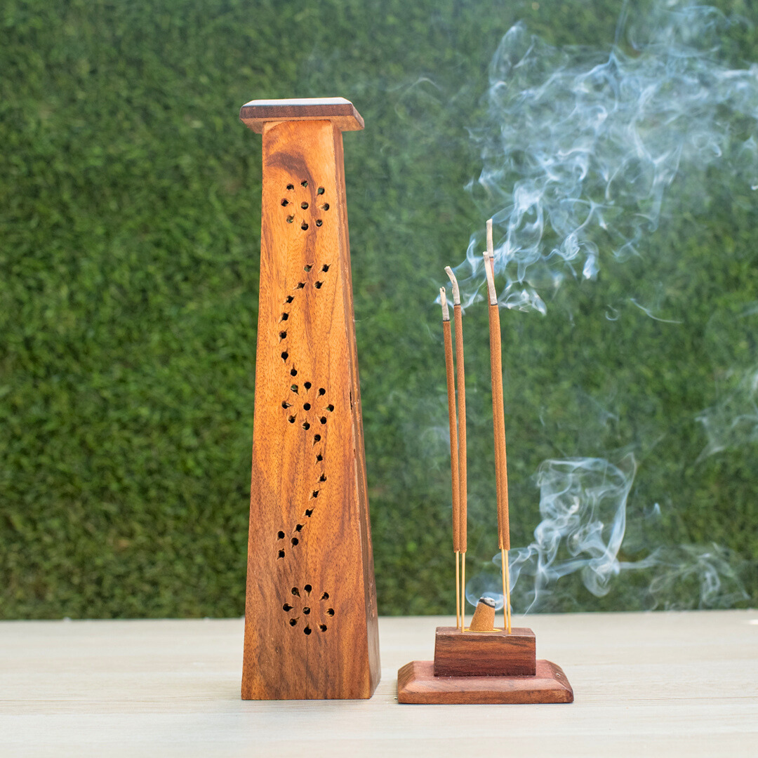 Handcrafted Wooden Tower Incense Holder – Elegant & Functional Aromatherapy Burner - EcoFreaky