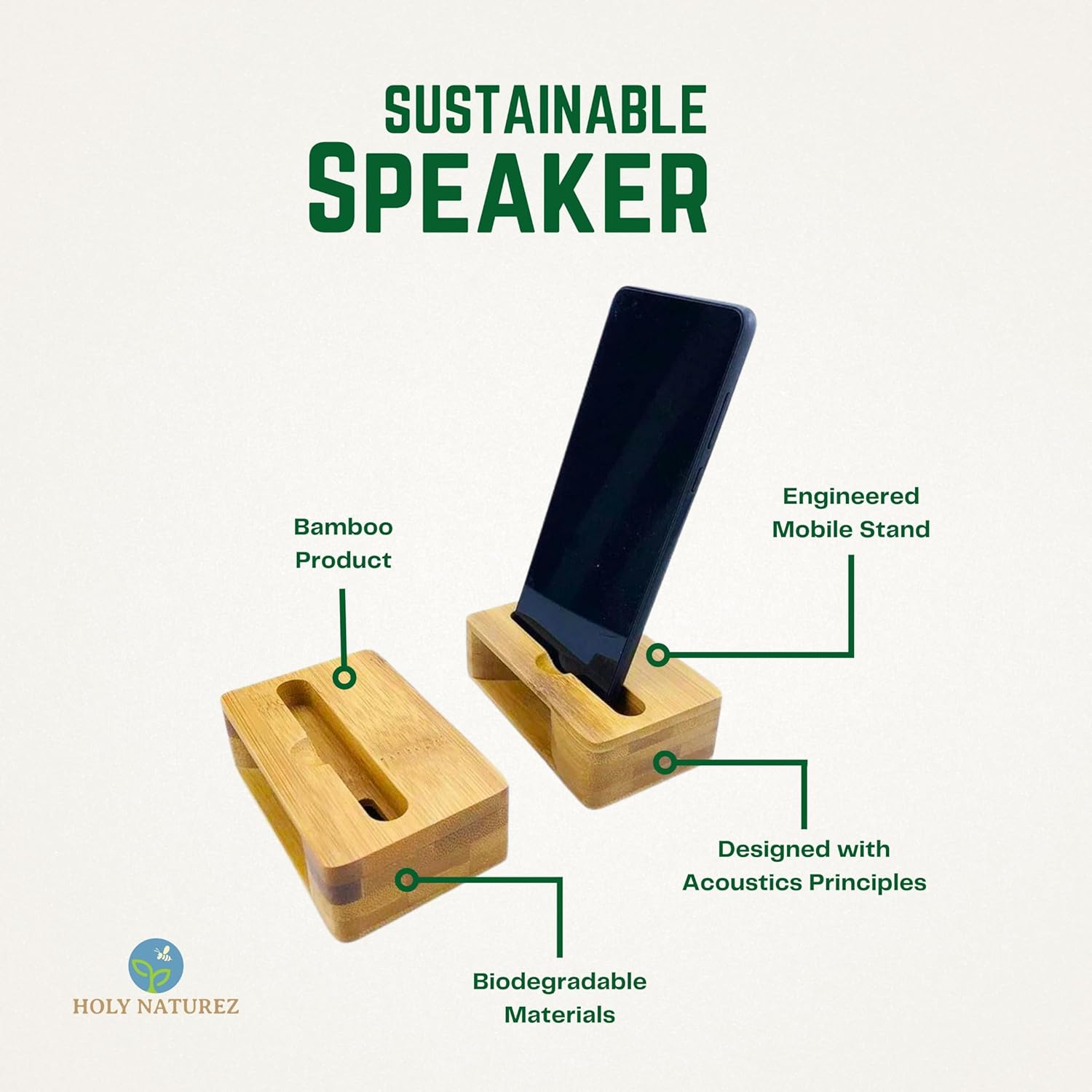 Ecofreaky Bamboo Speaker & Phone Stand – Amplify Naturally! - 4Ce2B7