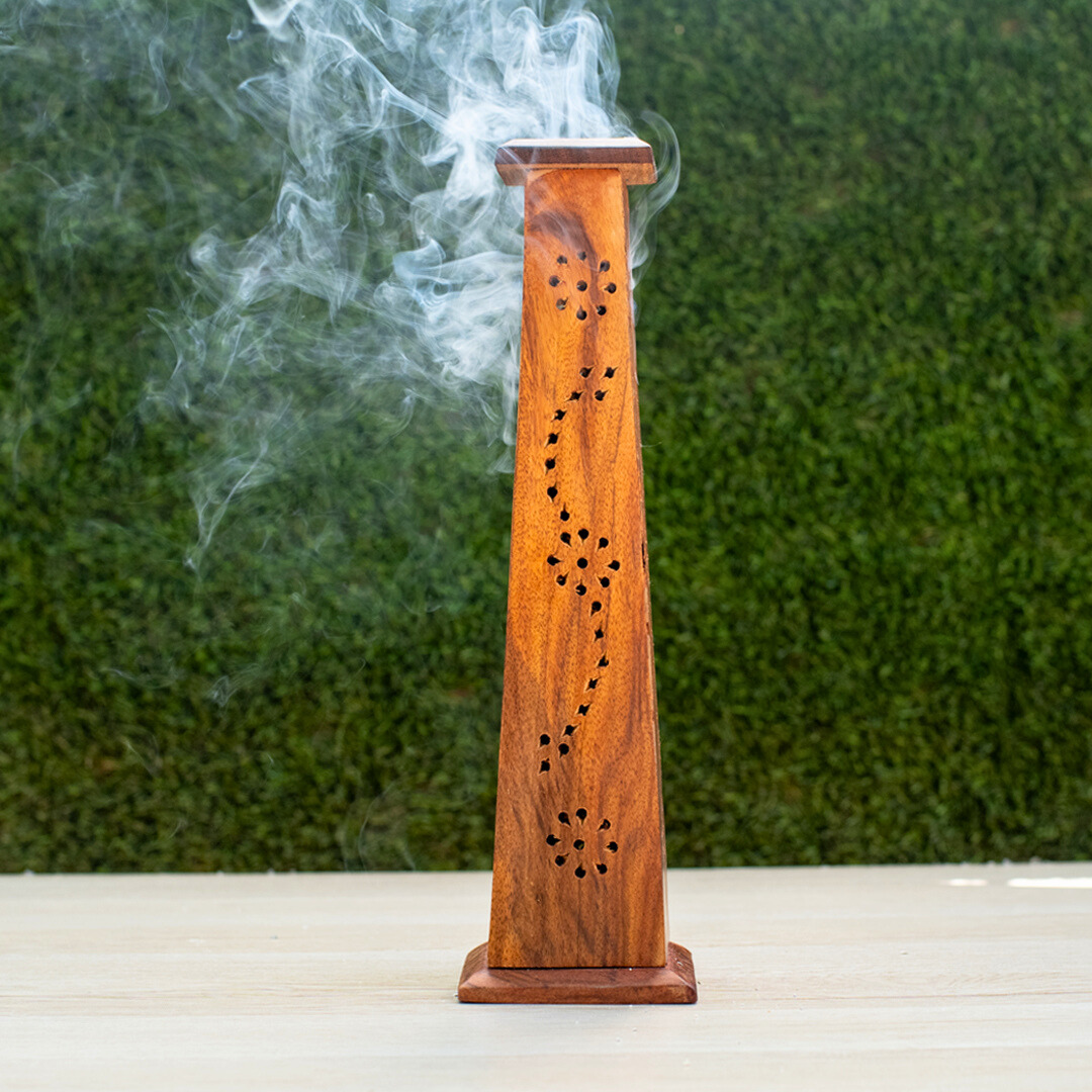 Handcrafted Wooden Tower Incense Holder – Elegant & Functional Aromatherapy Burner - EcoFreaky