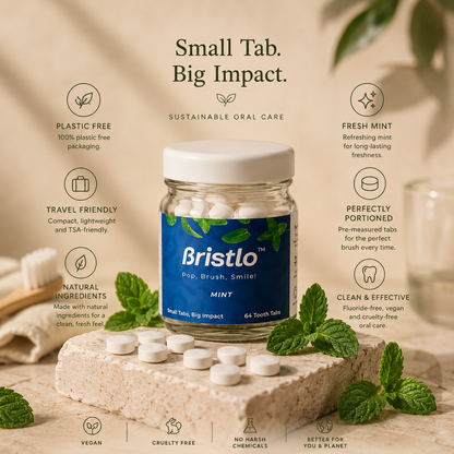 Bristlo Mint Toothpaste Tablets | Plastic-Free & Travel-Friendly Toothpaste Tabs