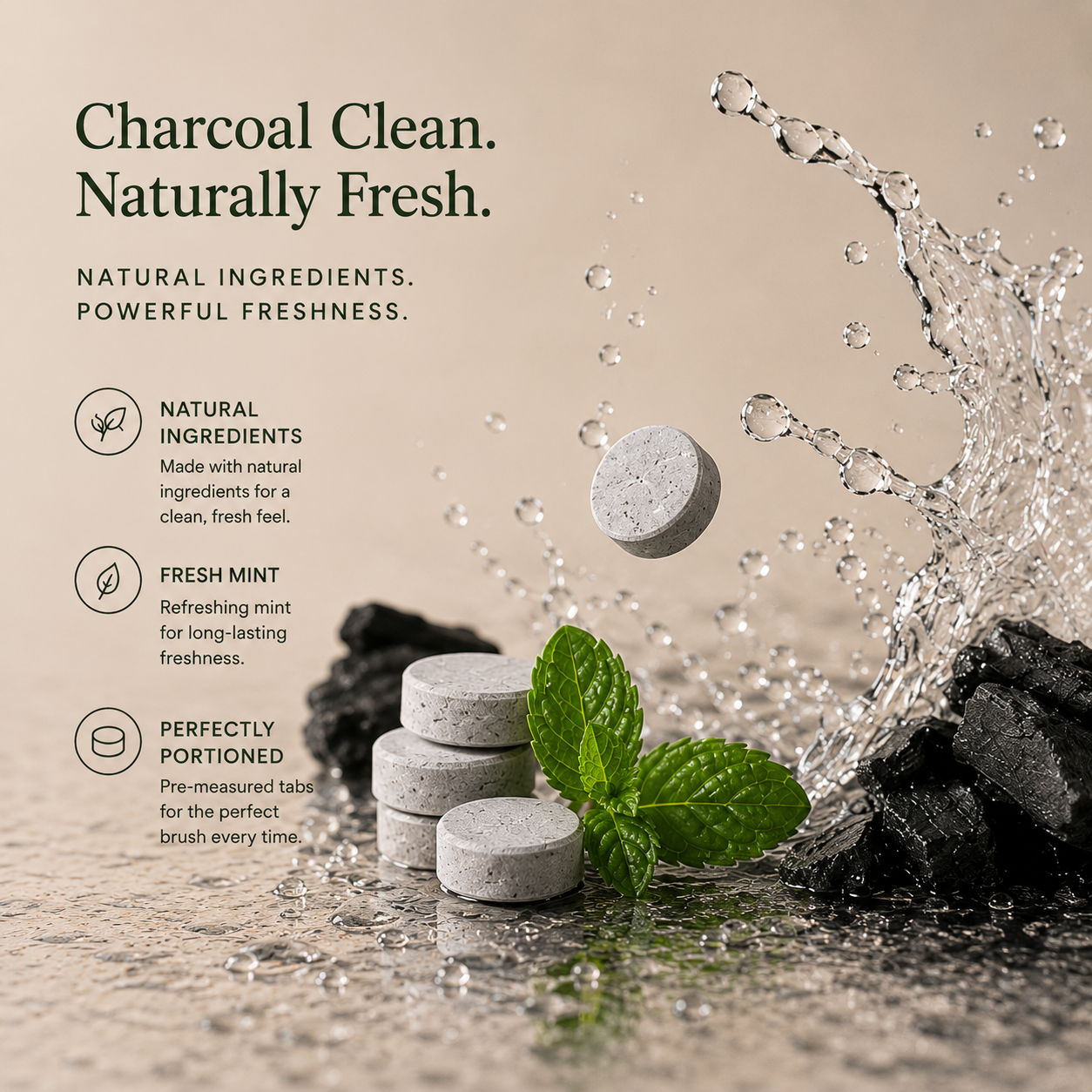 Bristlo Charcoal Mint Tooth Tabs | Plastic-Free & Sustainable Toothpaste Tablets