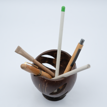 Eco-Friendly Handmade Pen Coconut Shell Wooden Holder