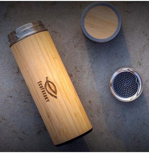 Eco-Friendly Bamboo Bottle & Stainless Steel Foldable Cutlery Combo | Reusable Travel Set