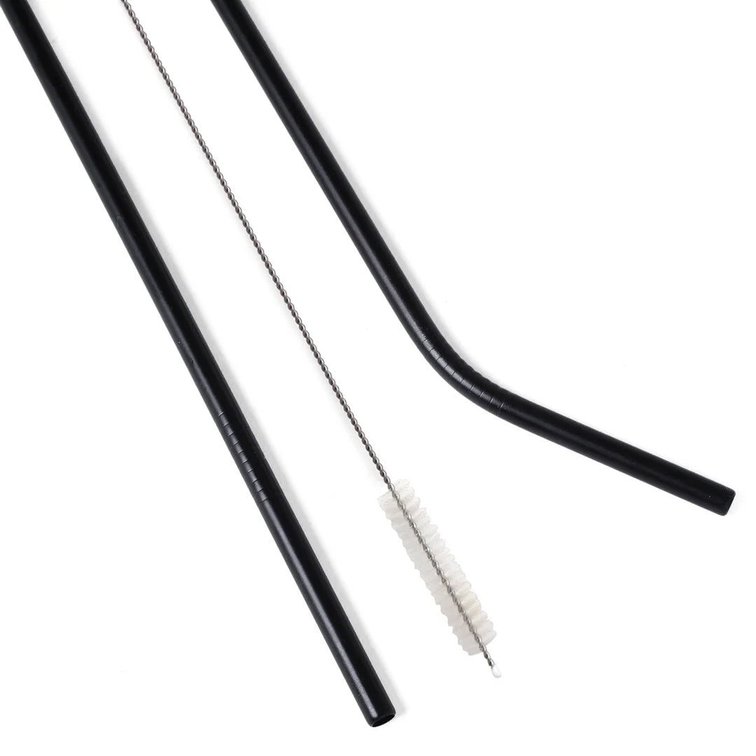 EcoFreaky Black Stainless Steel Straws with Cleaning Brush - EcoFreaky