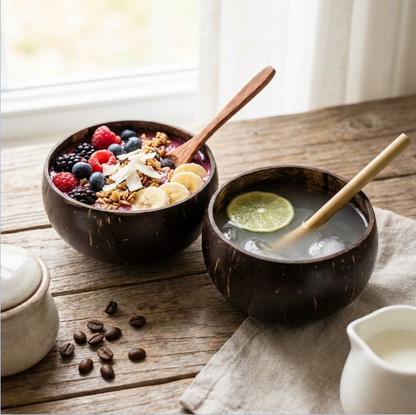 EcoFreaky 250ml Tropical Coconut Bowl – Hand-Polished in Kerala | Ideal for Buddha Bowls, Smoothies & Decor