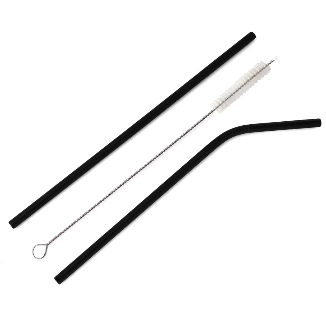 EcoFreaky Black Stainless Steel Straws with Cleaning Brush - EcoFreaky
