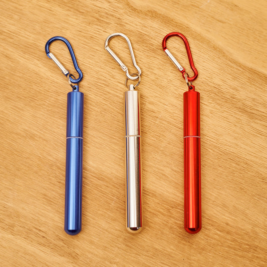 Reusable Portable Metal Straws Telescopic Foldable Stainless-Steel with Case and Cleaning Brush
