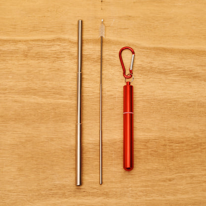 Reusable Portable Metal Straws Telescopic Foldable Stainless-Steel with Case and Cleaning Brush